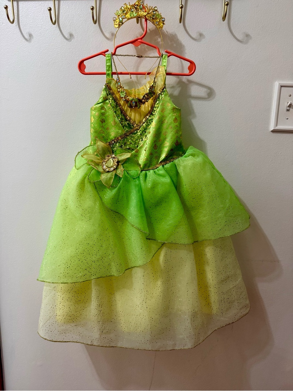 Disney Lime Green Tiana-Inspired Fairy Princess Dress with Gold Accents